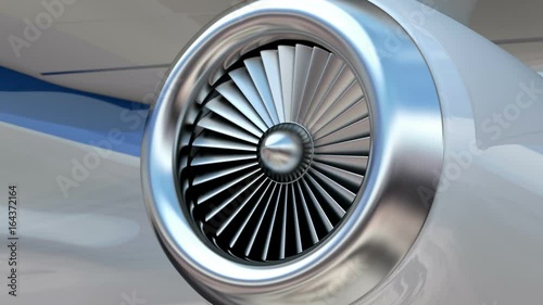 3D looping animation of the jet plane engine closeup