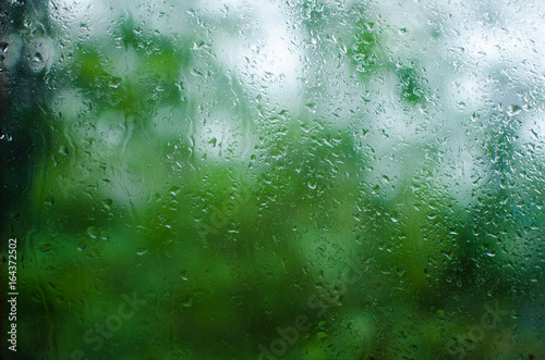 rain on glass/rain on window/drop of water on glass