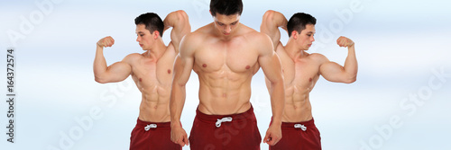 Bodybuilder Bodybuilding Bizeps Bauchmuskeln Sixpack Textfreiraum anspannen posen Muskeln muskulös © Markus Mainka