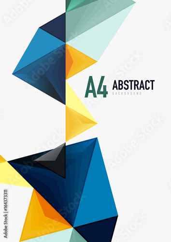 Free Download Triangular low poly vector a4 size geometric abstract template - GFXLoad