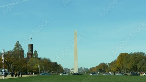 View at Washington Monument and Smithsonian Institute at National Mall in Washington DC photo