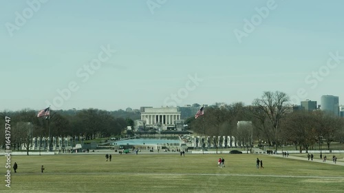 View at Lincoln and Wold War II Memorials in Washington DC