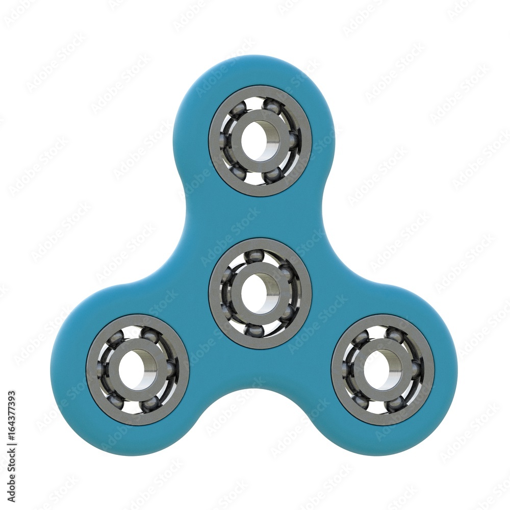 Blue fidget spinner - 3D illustration render modern