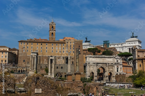 Ruins of Forum Romanum in Rome, Italy