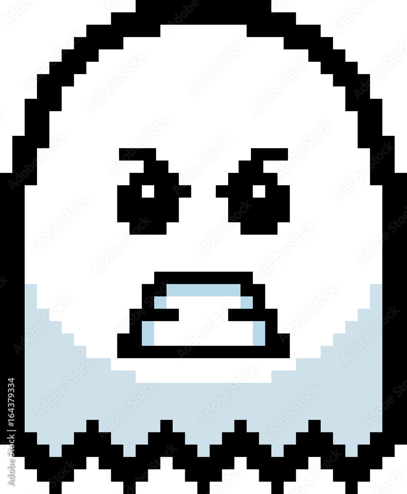 Angry 8-Bit Cartoon Ghost