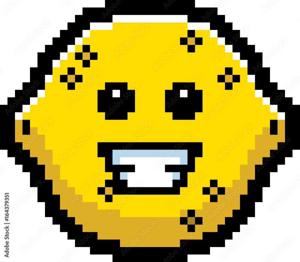Obraz premium Smiling 8-Bit Cartoon Lemon