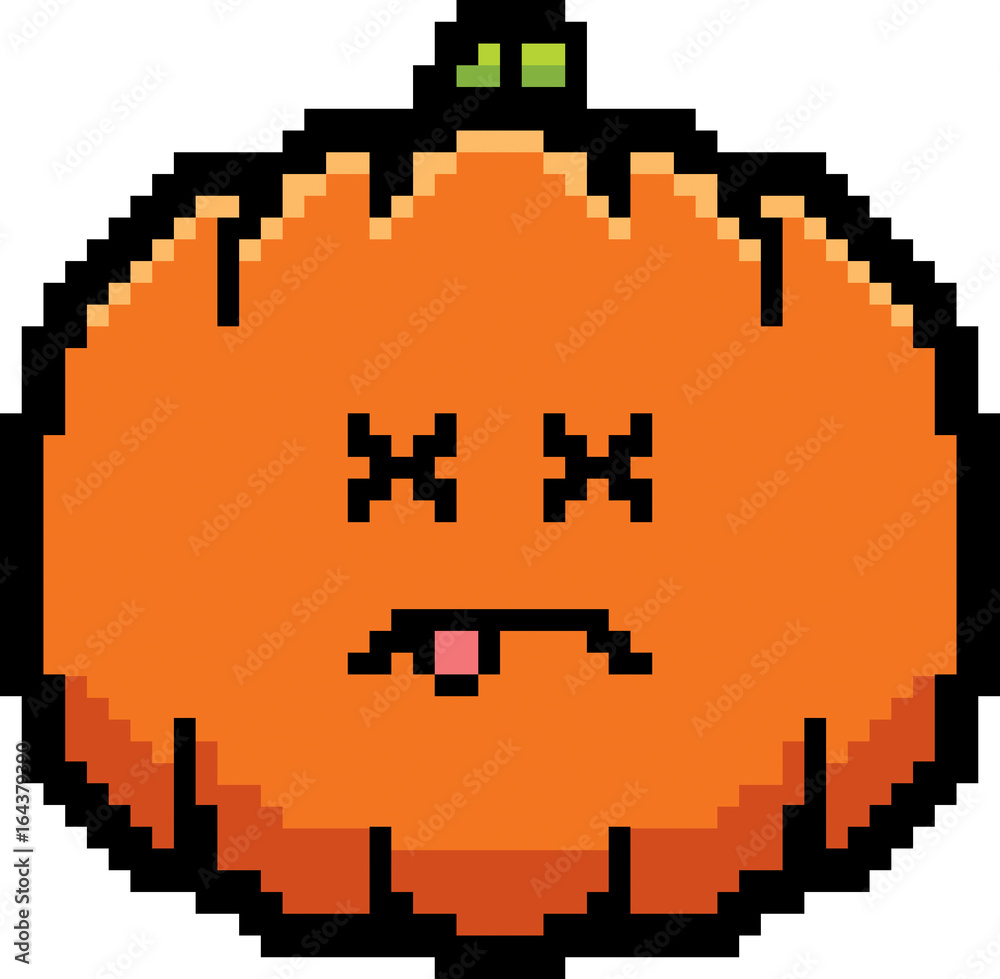 Dead 8-Bit Cartoon Pumpkin