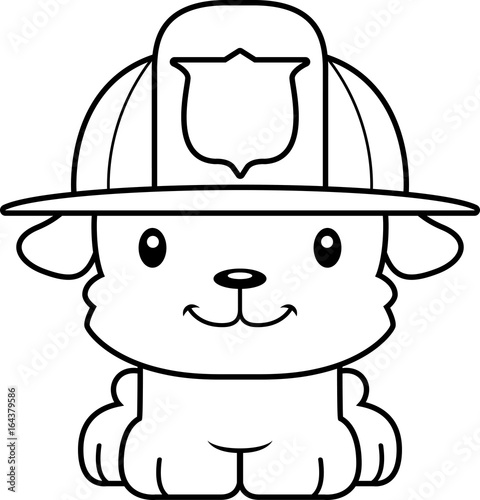 Cartoon Smiling Firefighter Puppy