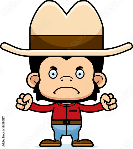 Cartoon Angry Cowboy Chimpanzee