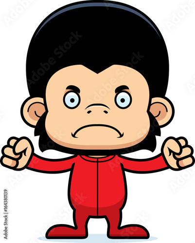 Cartoon Angry Chimpanzee In Pajamas
