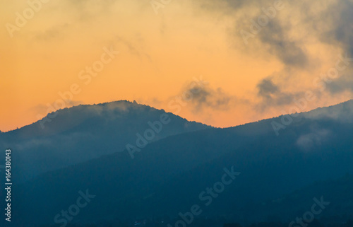 Ukrainian carpathian mountains landscape during the sunset © thaarey1986