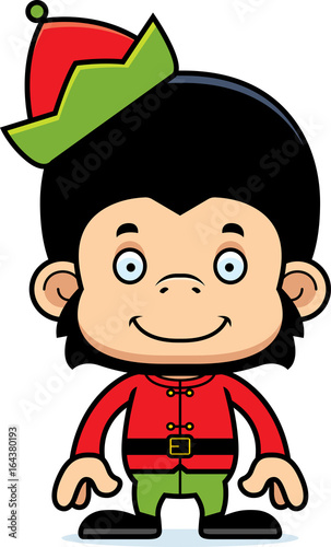 Cartoon Smiling Xmas Elf Chimpanzee