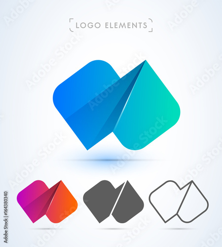 Free Download Abstract letter M logo icon. Material design style. Color bright gradient - GFXLoad