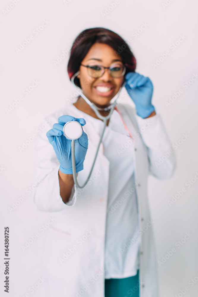 Young African American doctor with stethoscope Young African American doctor with stethoscope