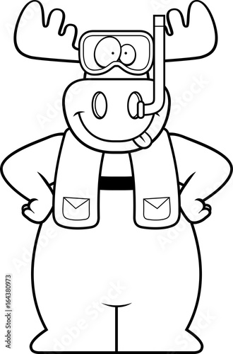 Cartoon Moose Snorkeling