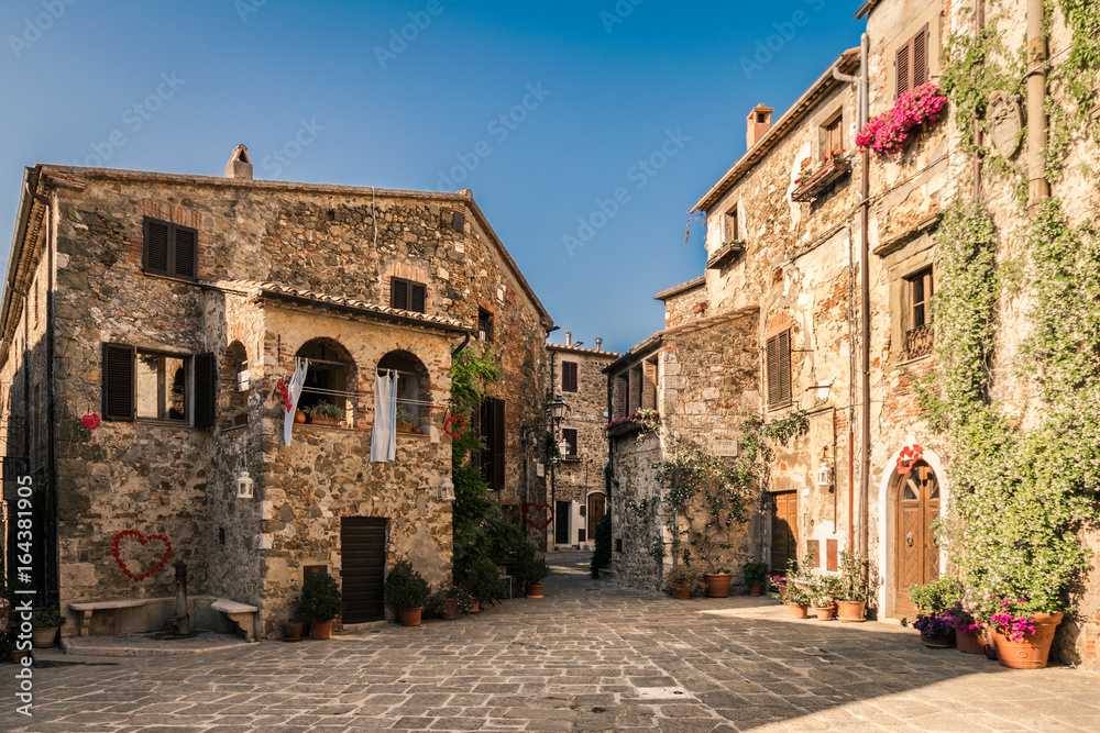 Old town of Montemerano, Tuscany, Italy.