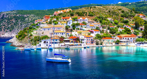 Amazing Greece series - beautiful colorful village Assos in Kefalonia