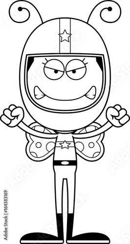 Cartoon Angry Race Car Driver Butterfly