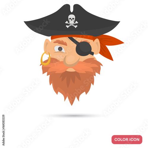 Pirate captain color flat icon for web and mobile design