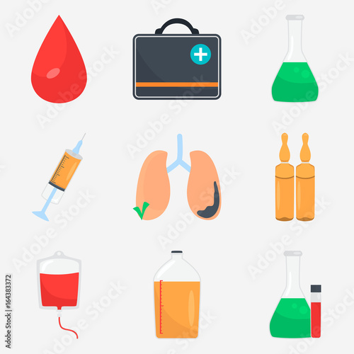 Medicine color flat icons set for web and mobile design