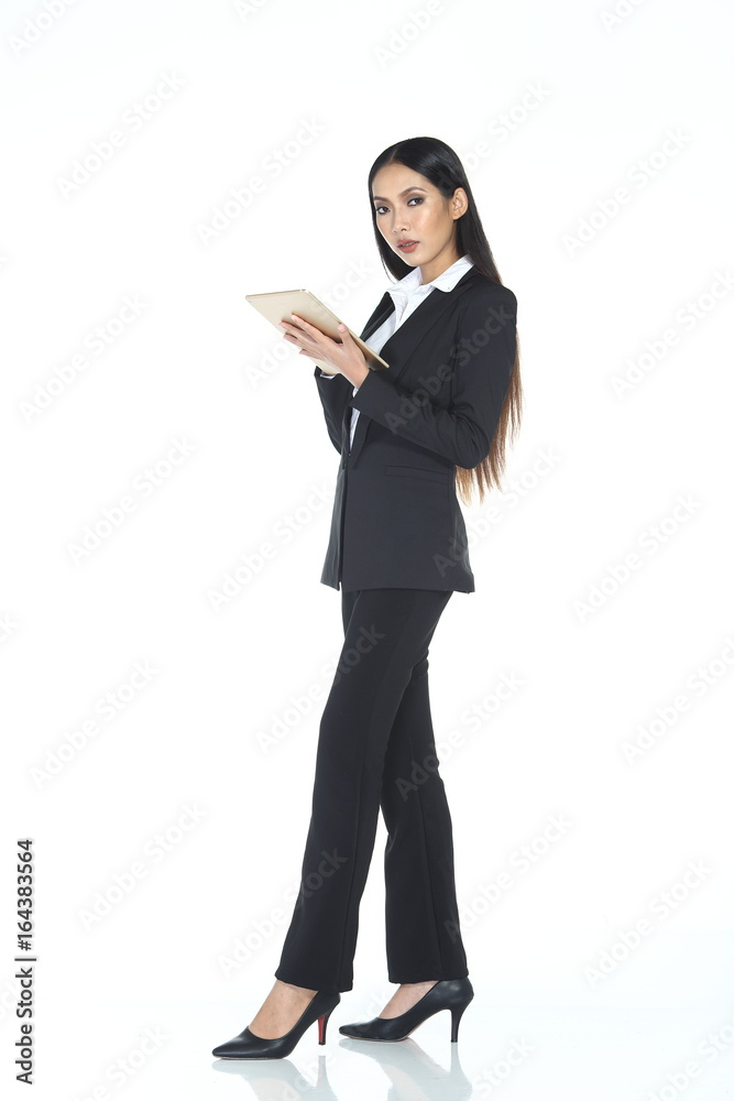 Business woman in black suit and trouser long hair Business woman in black suit and trouser long hair