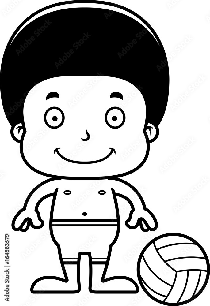 Cartoon Smiling Beach Volleyball Player Boy