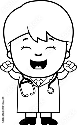 Cartoon Child Doctor Celebrate