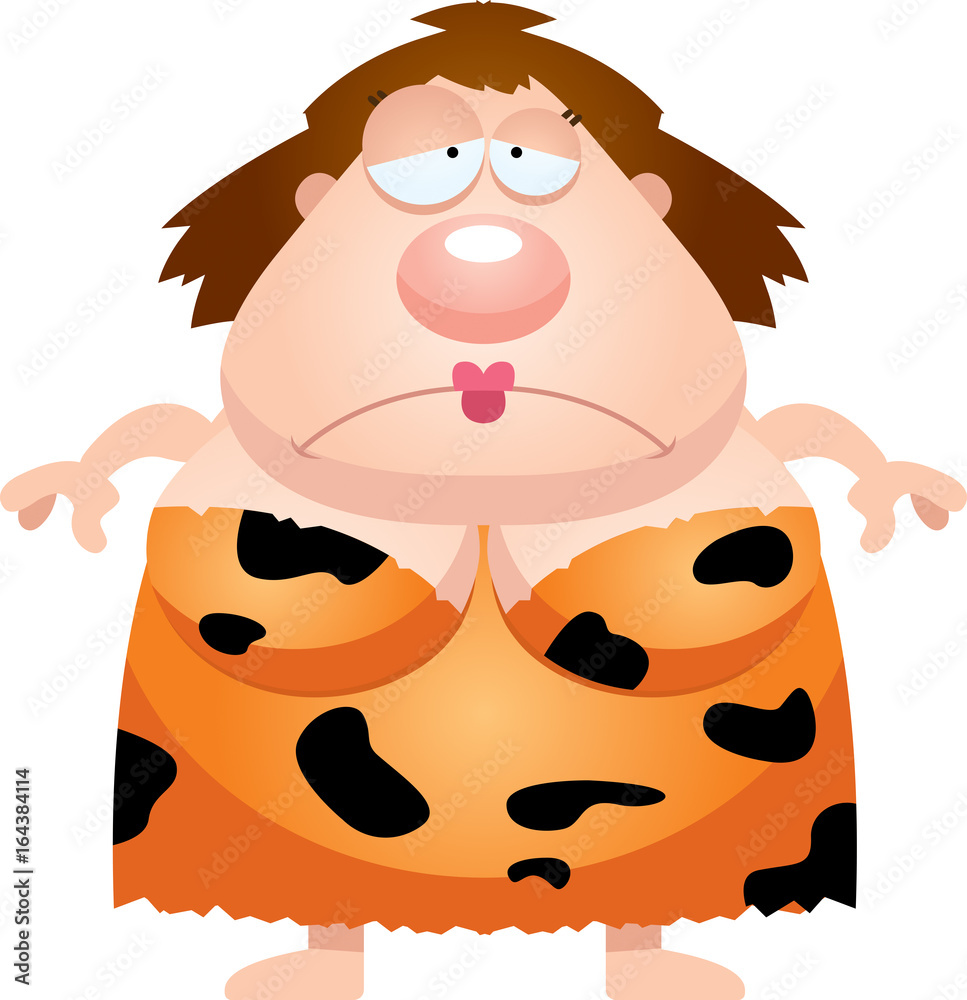 Fototapeta premium Sad Cartoon Cavewoman