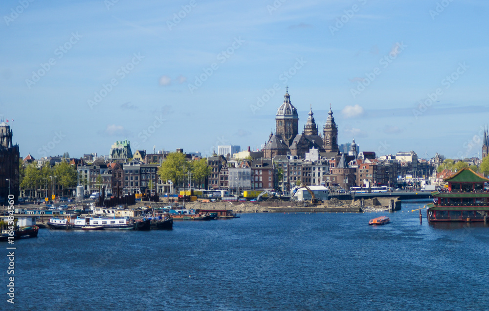 view of amsterdam from the river