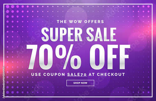 purple sale banner design with offer design for promotion
