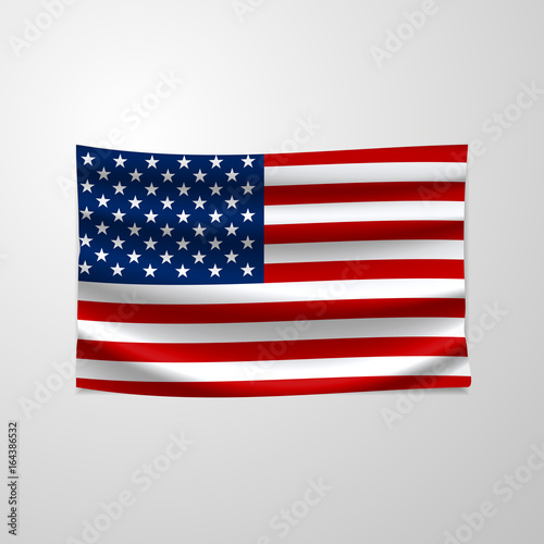 United States Flag Vector Closeup Illustration. The national flag of USA. The symbol of the state on wavy silk fabric. Realistic vector illustration.