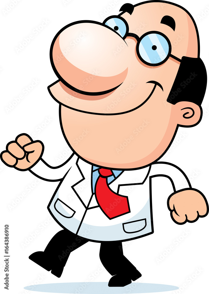 Cartoon Scientist Walking