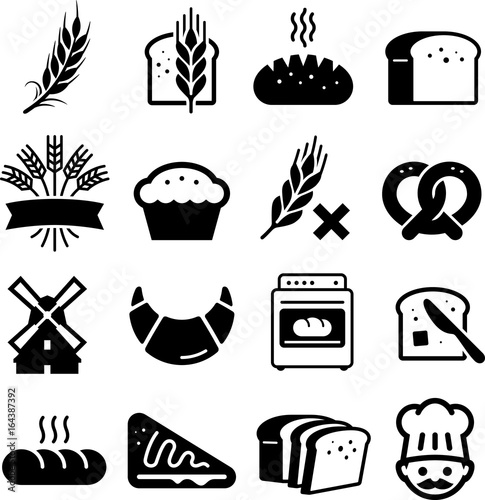 Breads And Grains Icons - Black Series
