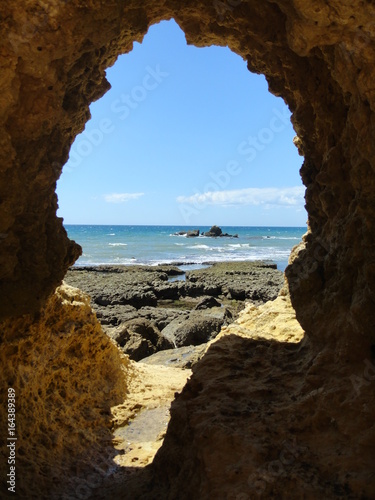 Seascape through rocks