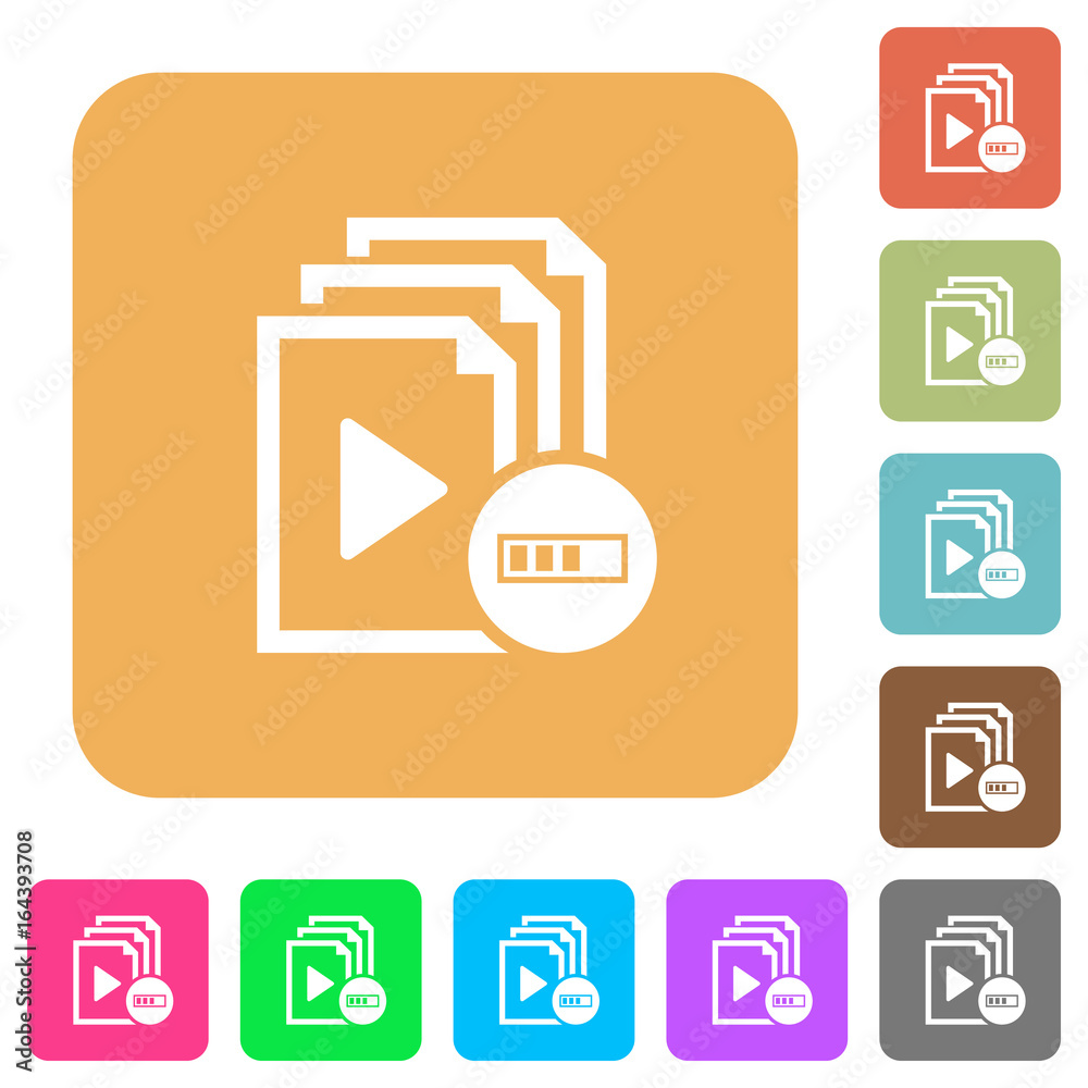 Processing playlist rounded square flat icons Processing playlist rounded square flat icons