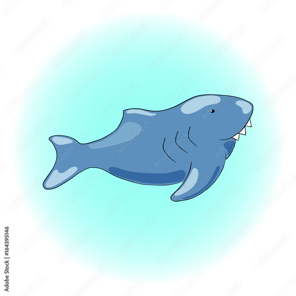 Cute white shark with white teeth vector illustration. Smiling shark clipart. Cute white shark with white teeth vector illustration. Smiling shark clipart.