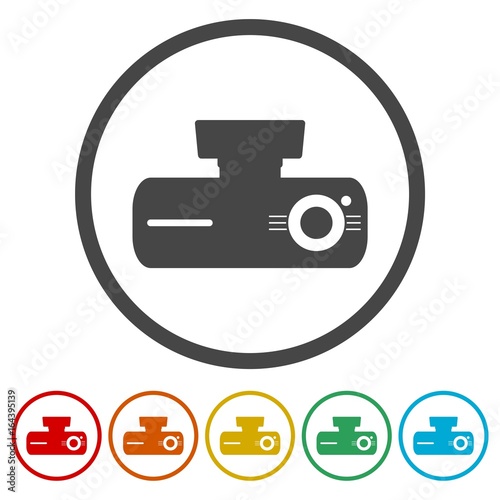 Car dvr simple icons set
