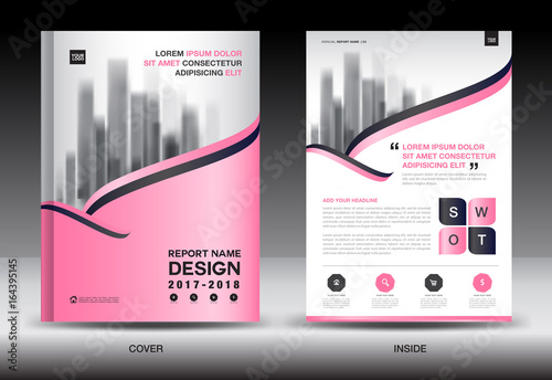 Annual report brochure flyer template, Pink cover design, business advertisement, magazine ads, catalog vector layout in A4 size, brochure cover, magazine cover, business template vector photo
