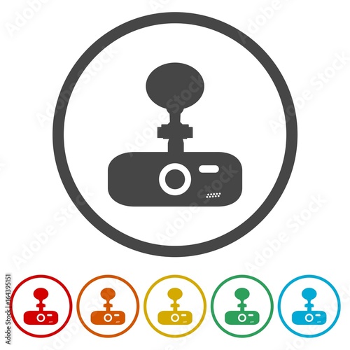 Car dvr simple icons set