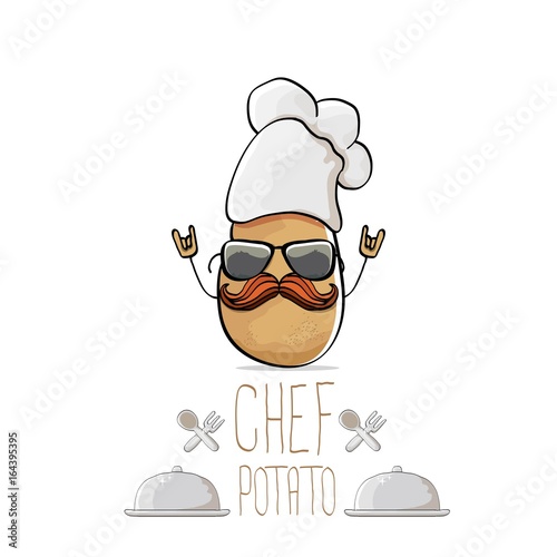vector funny cartoon cute brown chef potato