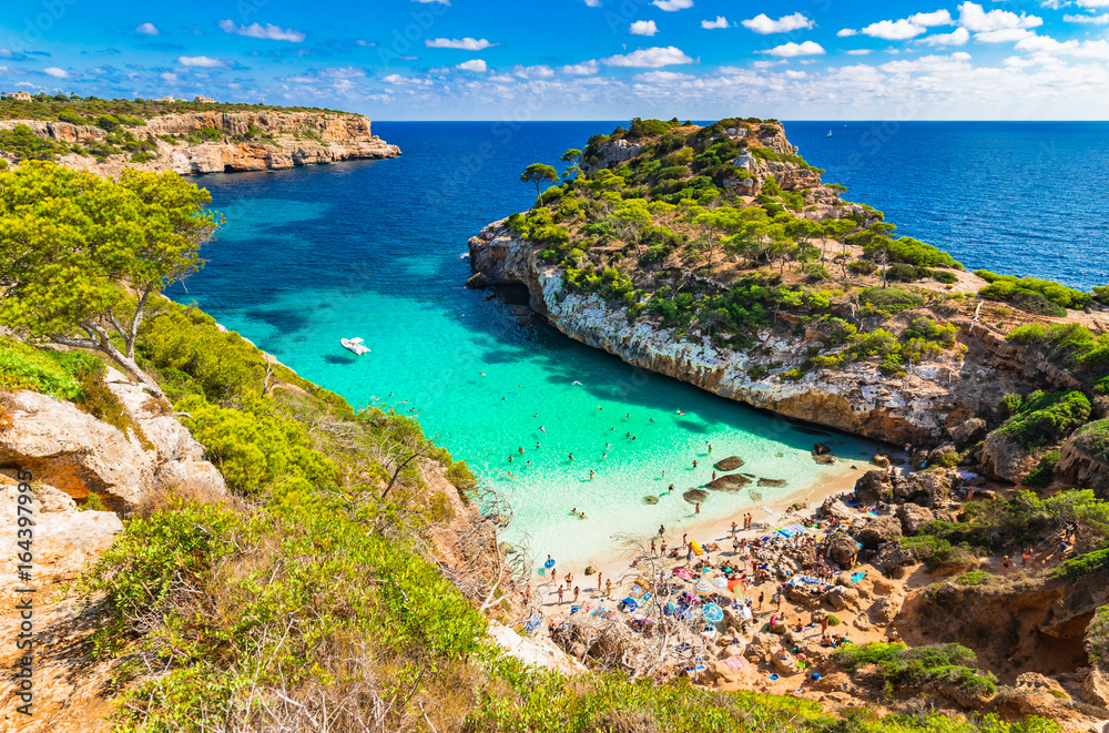 Mallorca Strand Bucht Cala des Moro, Sommer Urlaub Spanien Mittelmeer Küste