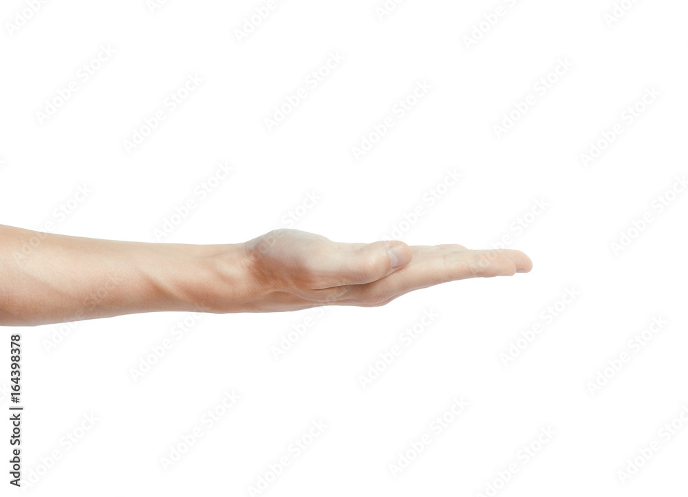 empty Man's hand holding isolated on white empty Man's hand holding isolated on white
