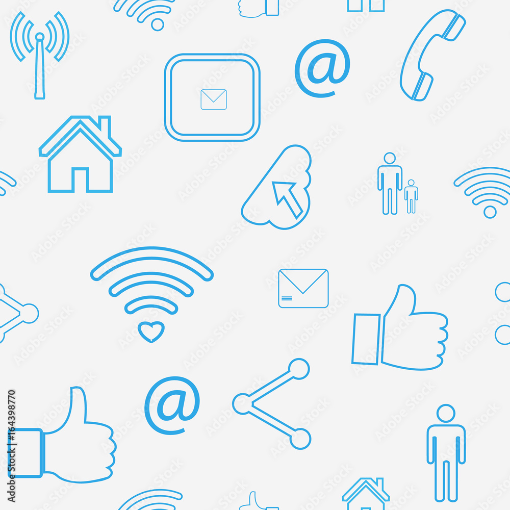 Seamless pattern with line social media icons - vector background Seamless pattern with line social media icons - vector background