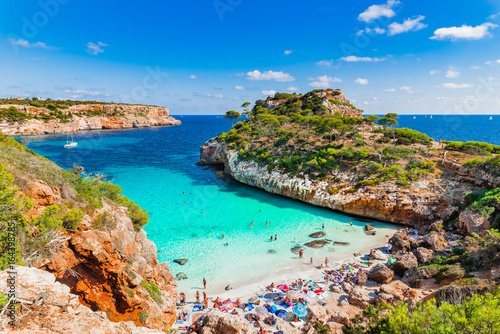 Beautiful beach Majorca, Calo des Moro, Spain Mediterranean Sea, Balearic Islands