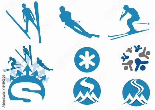 ESQUI  para logotipo, marca, icono empresarial y elementos de diseño gráfico vectorial aislado sobre fondo blanco
