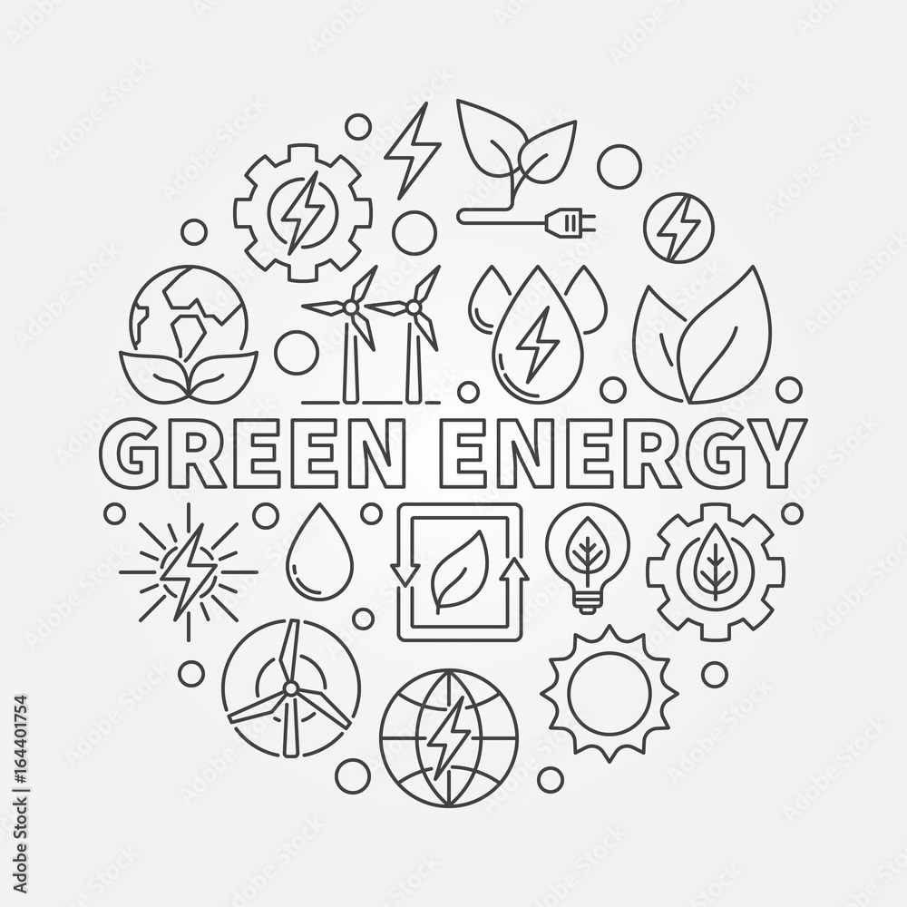 Green energy linear illustration