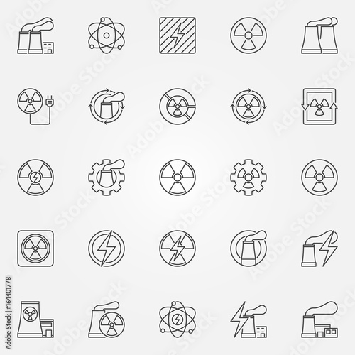 Nuclear power icons set