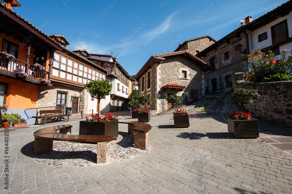 Town of Potes, in peaks of Europe, Cantabria, Spain.