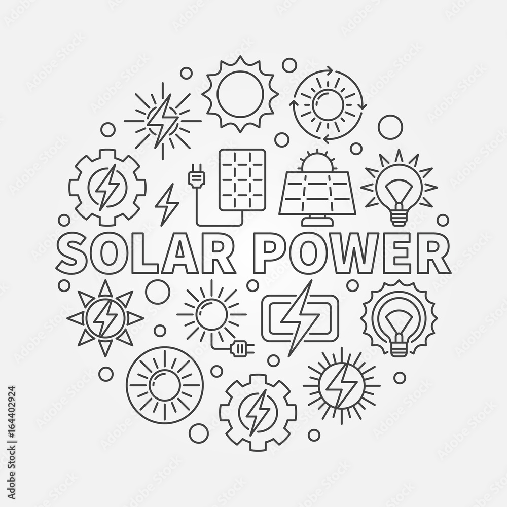 Solar power round illustration