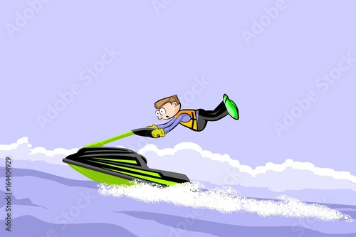 Man driving jet ski on a water